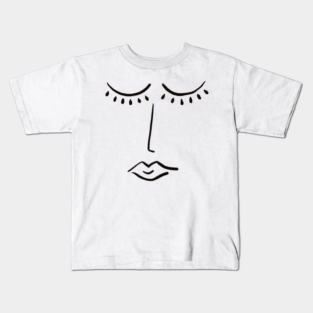 Modern Face - Black and White Kids T-Shirt by AmyBrinkman